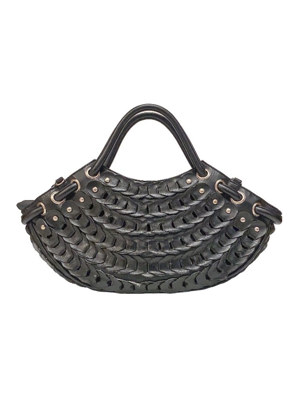 Vintage COZZI Black Half Moon Crescent Bag Y2K Gothic Minimalist Leather Purse